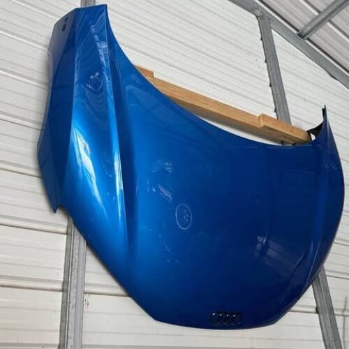 Hood OEM Gen 2 Audi R8 V10 Blue Factory Paint w/ Gloss Black Rings & Emblems.